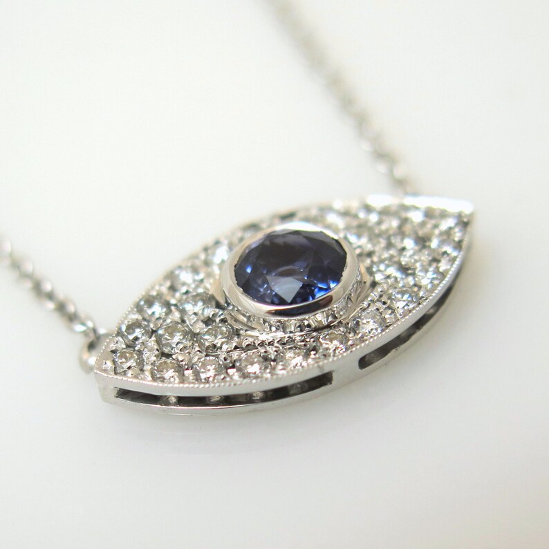 Evil Eye Diamond Necklace Diamond Pendant Necklace Diamond Etsy