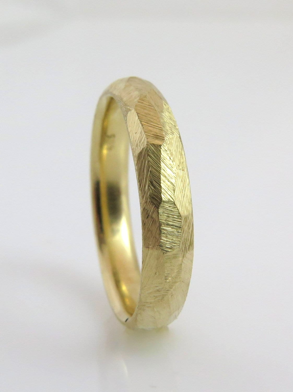 Rough Wedding Band Faceted Wedding Ring Unique Wedding Band