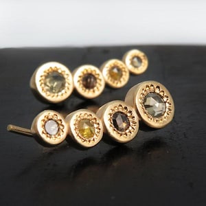 14K or 18K Gold Diamond Ear Climbers, Rose Cut Diamond Earrings, Unique Antique Jewelry Gift