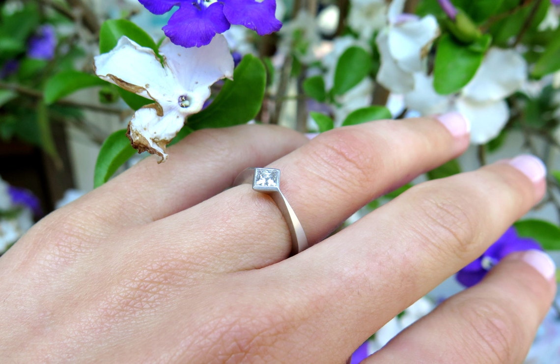 Princess Cut Diamond Engagement Rings Square Engagement Etsy