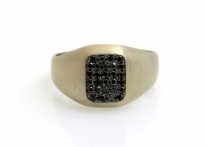 Black Diamond Ring, Statement Ring, 14k Gold Diamond Ring, Fine Jewelry, Multistone Rings, Pave Ring, Signet Ring, Cluster Ring, Pinky Ring image 3