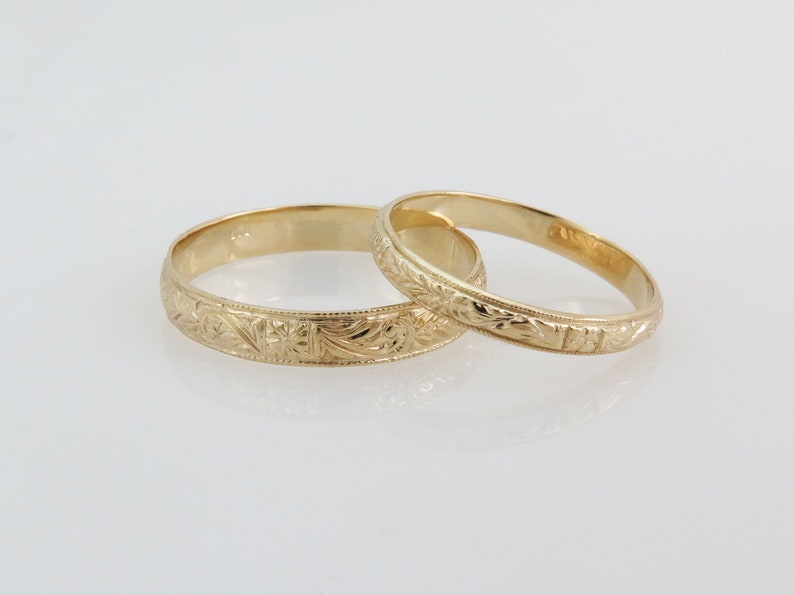 18k Gold Wedding Rings Couples Rings Men and Women Wedding Etsy