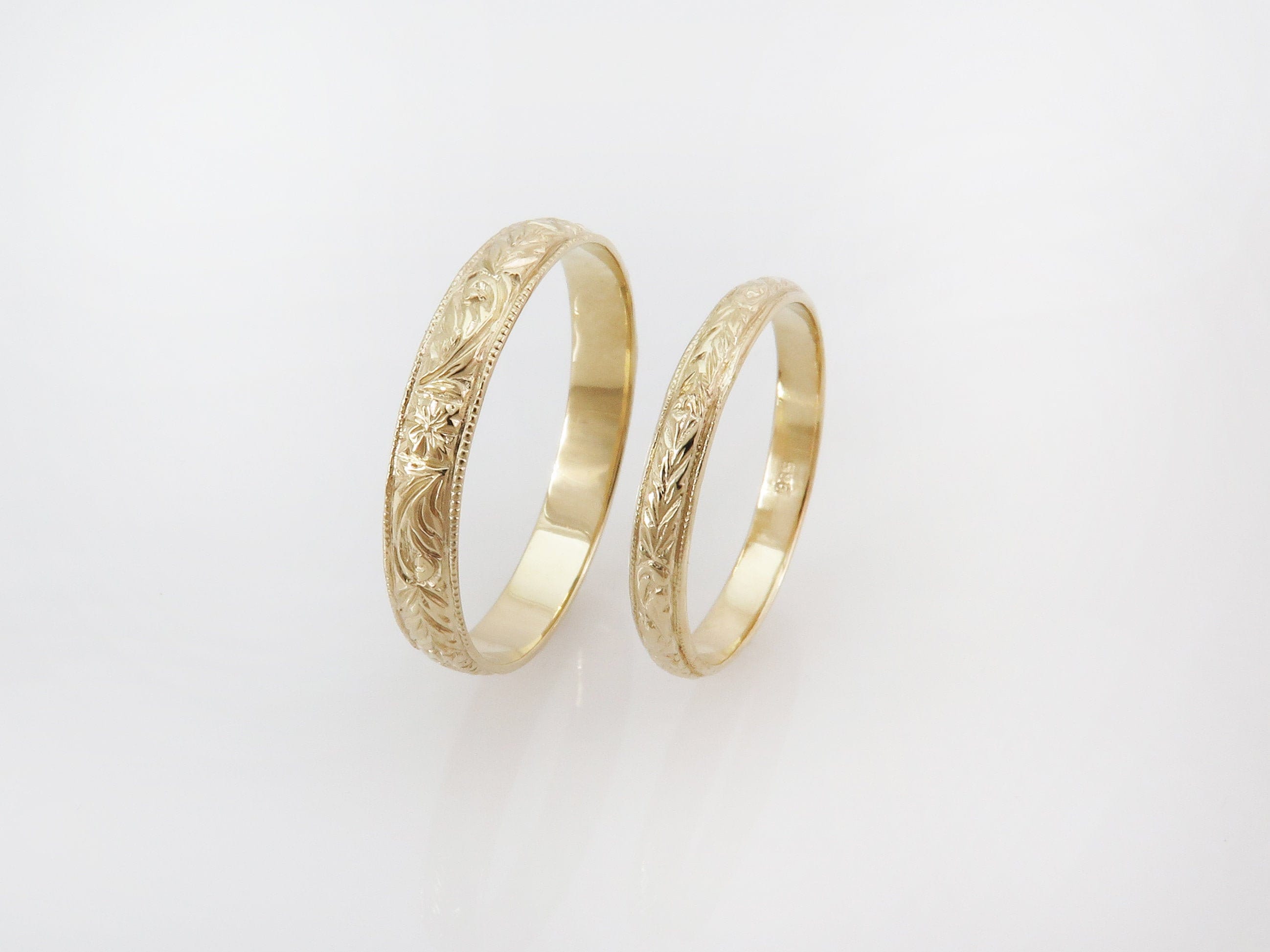 14k White and Yellow Gold His and Hers Matching Wedding Ring Set
