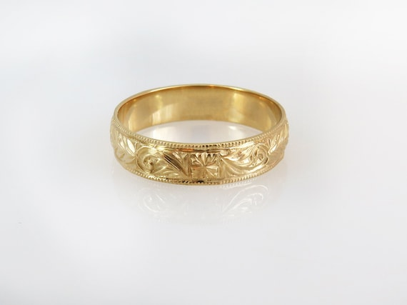 Vintage Wedding Ring 14K Gold Wedding Band Unisex Wedding | Etsy
