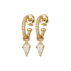 Diamond Hoop Earrings, Real Diamond Earrings, Dangle Diamond Earrings, Solid Gold Earrings, Kite Diamond Earrings, Hoop Stud Earrings, 1.2CT