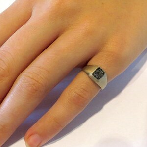 Black Diamond Ring, Statement Ring, 14k Gold Diamond Ring, Fine Jewelry, Multistone Rings, Pave Ring, Signet Ring, Cluster Ring, Pinky Ring image 8