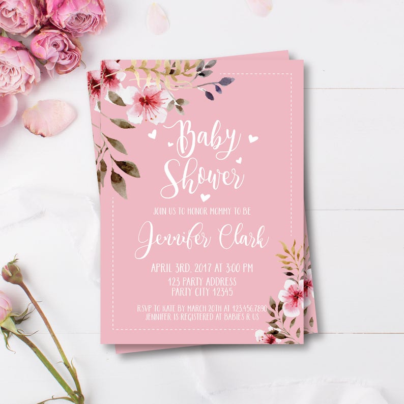 Invitación Para Fiesta De Baby Shower Niña Tarjeta