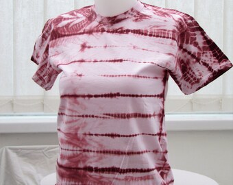 Suji Shibori T-shirt -- Striped Single Colour Tie-Dye T shirts -- Ready To Ship -- Crew or V neck