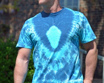 T-shirt Blue Tie Dye - Arrowhead Design - Camicia Pure Cotton Crew Neck - Tie-dye Tee Size XL