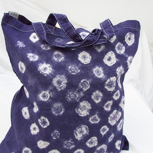 Baumwoll Batik Einkaufstasche - Shibori Tote - Klimaneutrale Baumwolltaschen - Tasche fürs Leben - Mit kurzen und langen Henkeln - var. Farben