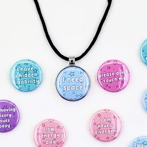 Kommunikation Halskette - Magnet Wechselanhänger!  | Neurovielfalt Schmuck | Versteckte Halskette | Autismus-Bewusstseins-Halskette