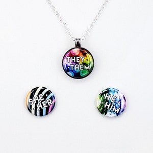 Rainbow Pronoun Necklace | Personalized Name and Pronoun Necklace | Name Change Gift