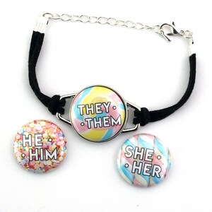 Candy Pastel Pronoun Bracelet | Personalized Bracelet | Trans, Nonbinary, Genderfluid, Genderqueer Pronoun Jewelry