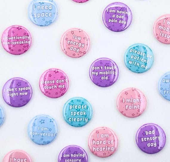 Disability Pins | Communication Pins | Neurodiversity Pins | Hidden Disability Buttons | Autism Buttons | Nonverbal Buttons