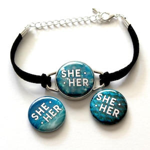 Mermaid Pronoun Bracelet | Personalized Necklace | Ocean Pronoun Bracelet | Trans, Nonbinary, Genderfluid, Genderqueer Pronoun Jewelry