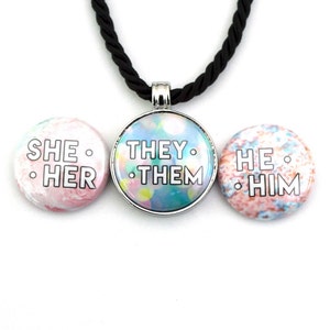 Pastel Aesthetic Pronoun Necklace | Custom Pronoun Necklace |They/Them, She/Her, He/Him | Trans, Nonbinary, Genderfluid Jewelry