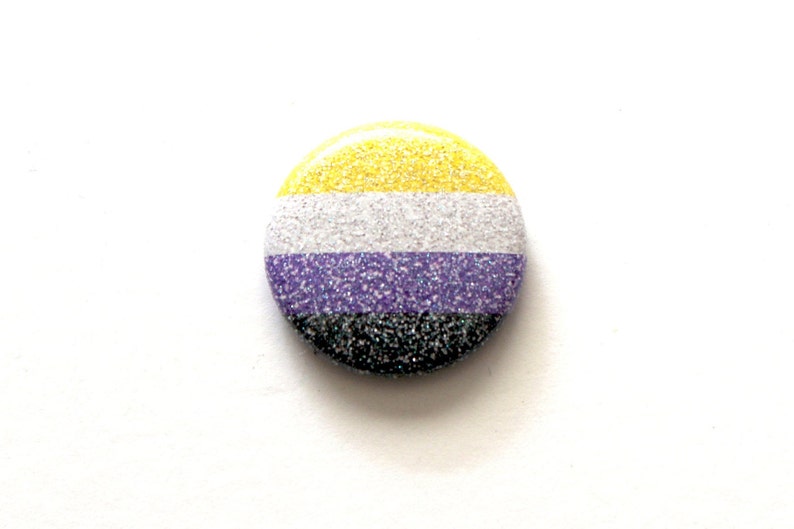 Nonbinary Pride Pins Glitter Nonbinary Pride Button Etsy
