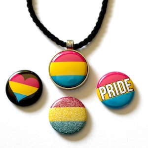 Pansexual Pride Necklace | Interchangeable Magnet Button Necklace |  Pansexual Pride Jewelry | Pansexual Necklace | Pansexual Jewelry