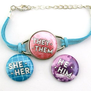 Vivid Pronoun Bracelet | Personalized Pronoun Bracelet | Name Change Gift