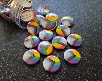 Bulk Progress Pride Flag Pins: 1-Inch Mini Buttons