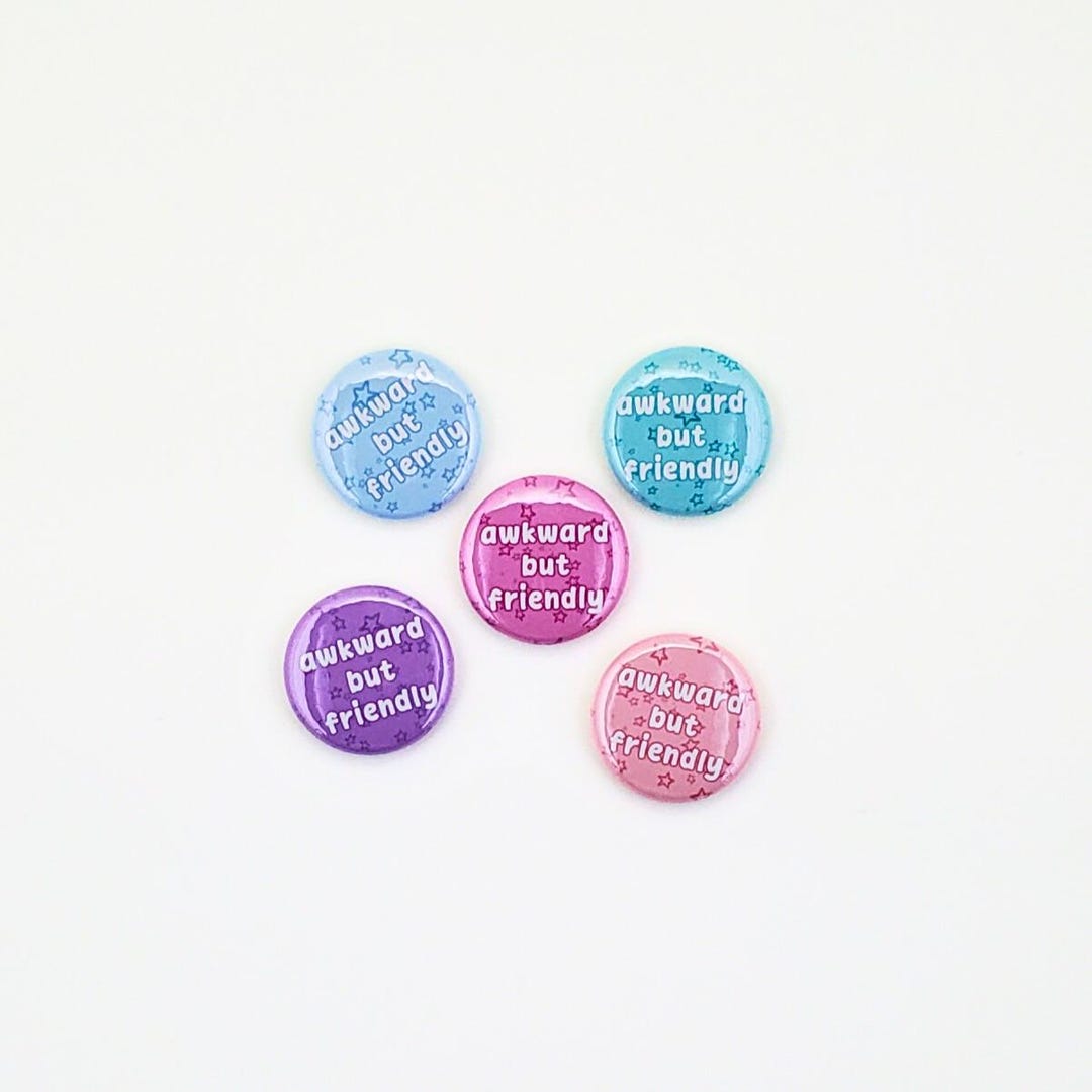Awkward Button Awkward but Friendly Button – Neurodivergent Introvert Pin - Etsy