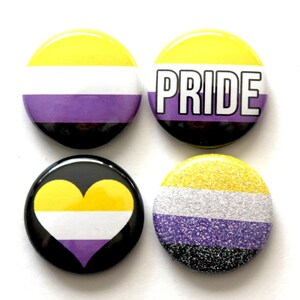 Nonbinary Pride Pins | Glitter Nonbinary Pride Button | Nonbinary Pride Magnets | Nonbinary Pride Flag Pin
