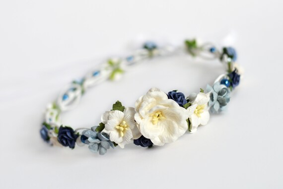 blue floral crown
