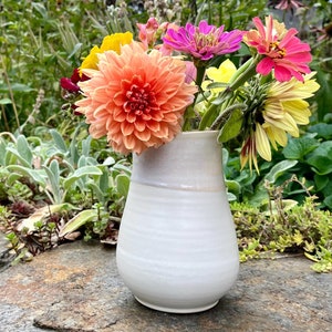Ceramic vase- satin white vase with a glossy off-white glaze- handmade vase for bouquet- wedding gift, housewarming gift- farmhouse decor