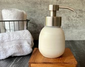 Ceramic foam soap dispenser, handmade ceramic- stainless steel or gold foaming soap pump (holds 8 oz), white soap pump, ceramic soap foamer