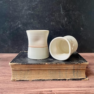 Hand Thrown Ceramic Cup: White Stoneware Mug with Squeeze Holds (6 oz)