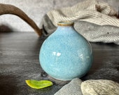 Blue ceramic bud vase- small blue vase, wheel thrown ceramic vase- living room decor, vase gift- housewarming gift, gift for gardener