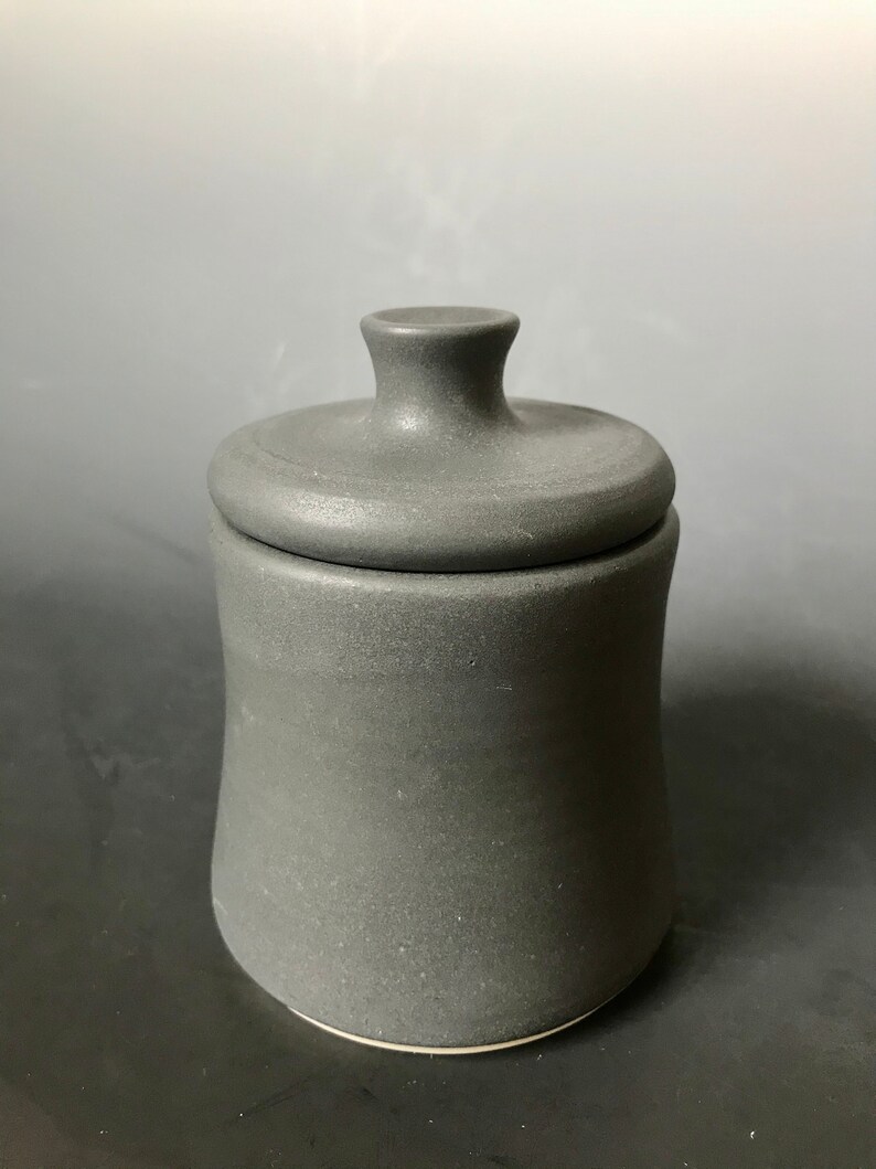 Matte black ceramic jar/ sugar bowl 8 oz matte black glaze Etsy