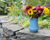 Handmade ceramic vase, blue flower vase for bouquet, home decor- wheel thrown ceramic vase- wedding gift, housewarming gift