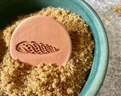 Ceramic sugar keeper/ essential oil diffuser- Turritella shell stamp- pottery sugar saver, stocking stuffer, seashell gift for beach lover