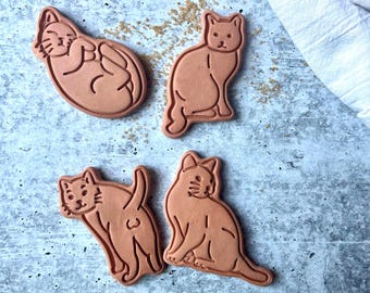 Ensemble de diffuseur de sucre et d'huile essentielle de chat en terre cuite - Cadeau chat en poterie fait main