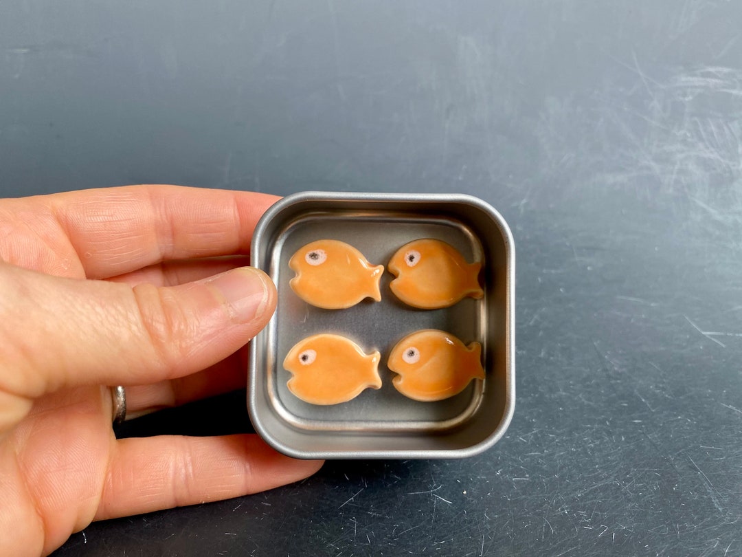 Goldfish in Tin Orange Fish Handmade Ceramic Set