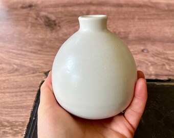 Handmade ceramic bud vase- small white vase, white pottery vase, white flower vase- housewarming gift, living room decor