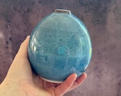 Blue bud vase- wheel thrown ceramic vase, handmade ceramic bud vase, blue flower vase- bud vase gift, housewarming gift, vase gift