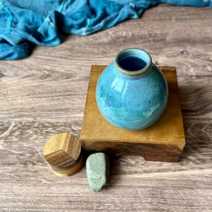 Blue bud vase wheel thrown ceramic vase handmade ceramic bud image 7
