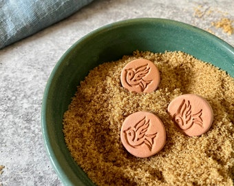 Set of sugar keepers/ essential oil diffusers in a white gift bag- set of 3 brown sugar savers with doves- stocking stuffer, teacher gift