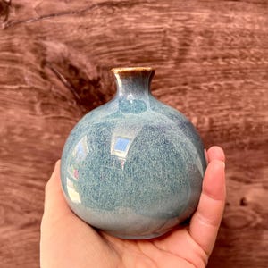 Bud vase- blue glaze- handmade ceramic vase, blue home decor vase, blue bud vase- housewarming gift, birthday gift