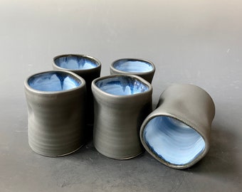 Squared ceramic cup (6 oz)- bathroom cup- handleless mug, or for sake, wine, juice, tea or coffee- handmade wheel thrown cup