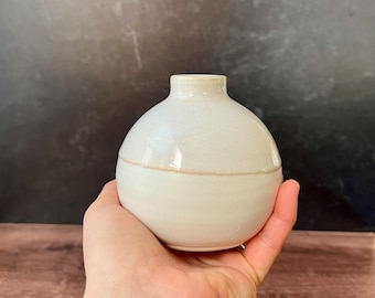 Bud vase- handmade ceramic vase- white and off-white glaze- small modern vase- wedding gift, housewarming gift, small vase gift