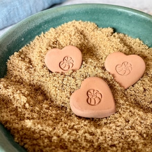 Terracotta Sugar Keeper Set: Nautilus Shell Pottery Hearts/ Essential Oil Diffusers