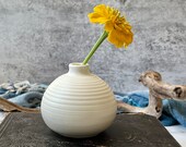 Handmade ceramic bud vase- satin eggshell white vase- modern wheel thrown vase, small bud vase gift- white ceramic vase