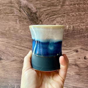 Ceramic cup (6 oz)- handleless mug, or for sake, wine mug, juice, tea cup or small coffee mug, bathroom cup- comfortable hold cup