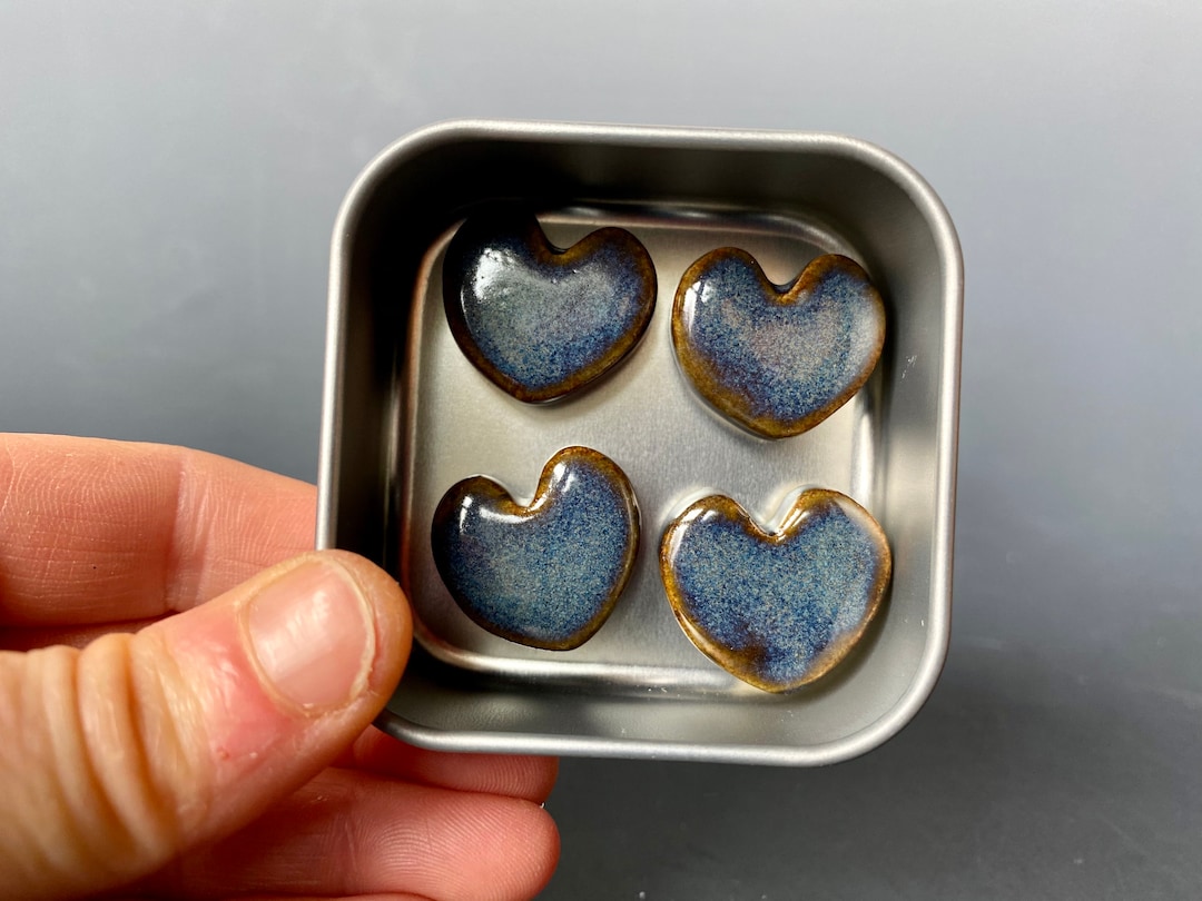 Ceramic Heart in Tin Dark Blue Heart Ceramic Etsy