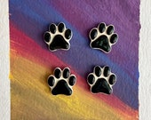 Ceramic dog paw magnets in tin- dog magnets- handmade ceramic magnet set in square tin- gift for dog lover, stocking stuffer- dog paws