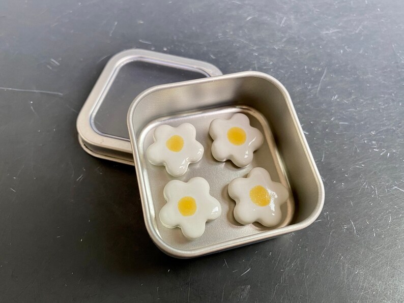 Ceramic flower magnets in tin white daisy flower magnets handmade ceramic magnet set in square tin, daisy fridge magnets, stocking stuffer image 5