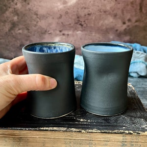 Squared ceramic cup (6 oz)- bathroom cup- handleless mug, or for sake, wine, juice, tea or coffee- handmade wheel thrown cup